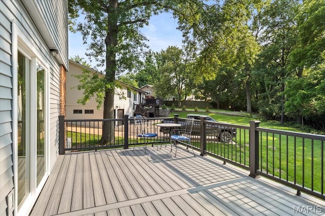15371 Timber Hill Ln, Chesterfield, MO 63017 - deck featuring a lawn