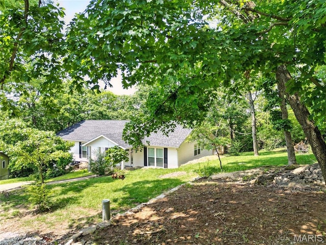 6905 Scenic View Dr, Cedar Hill, MO 63016 - view of front of house with roof with shingles and a front lawn