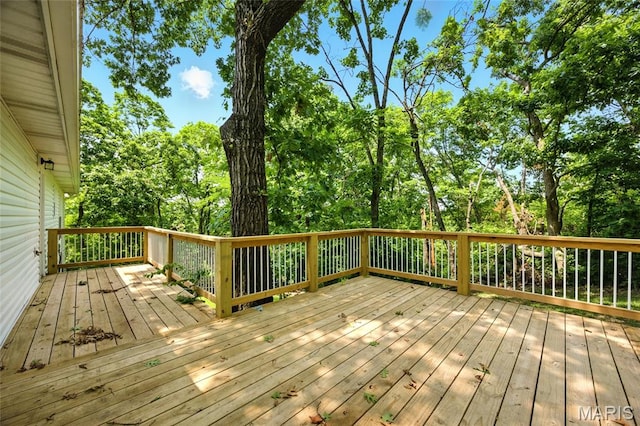 6905 Scenic View Dr, Cedar Hill, MO 63016 - wooden terrace with view of scattered trees
