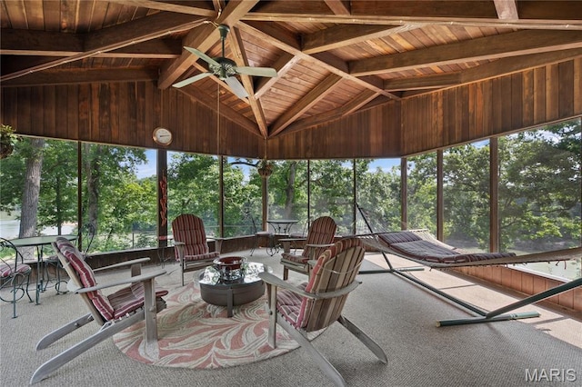 2402 Ripley Rte Unit A, Doniphan, MO 63935 - sunroom / solarium with a ceiling fan, lofted ceiling, and view of scattered trees