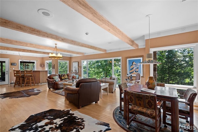 2402 Ripley Rte Unit A, Doniphan, MO 63935 - living area featuring beam ceiling and light wood-style floors