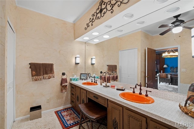 2402 Ripley Rte Unit A, Doniphan, MO 63935 - ensuite bathroom with double vanity and ceiling fan