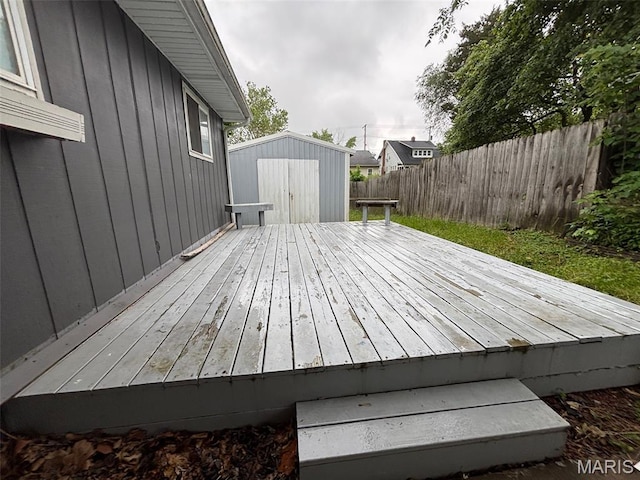 348 Mill St, Bethalto, IL 62010 - deck featuring a shed and a fenced backyard