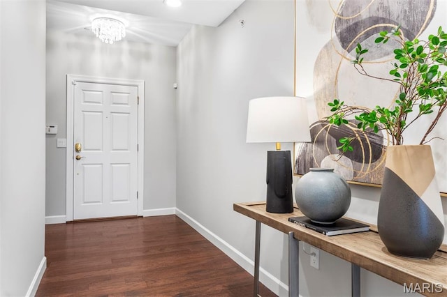 110 N Newstead Ave Unit 303, Saint Louis, MO 63108 - foyer with dark wood-style flooring, a chandelier, and recessed lighting