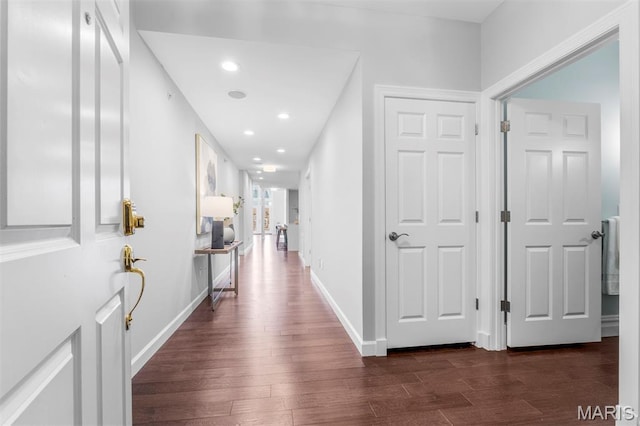 110 N Newstead Ave Unit 303, Saint Louis, MO 63108 - hall with dark wood-style flooring and recessed lighting