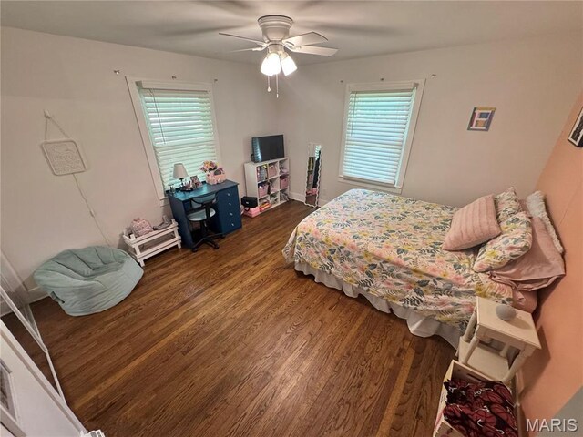 1311 W Line St, Palmyra, MO 63461 - bedroom featuring wood finished floors and a ceiling fan