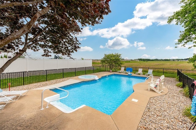 201 Mcclelland Dr, Troy, IL 62294 - view of pool with an in-ground hot tub, a patio area, and a fenced backyard