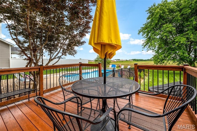 201 Mcclelland Dr, Troy, IL 62294 - wooden terrace with outdoor dining space and a fenced backyard