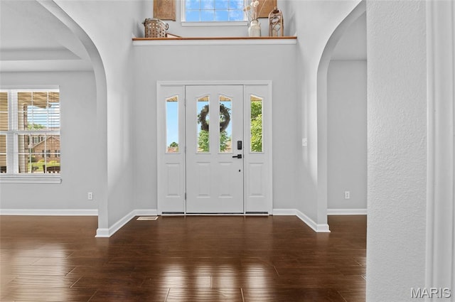201 Mcclelland Dr, Troy, IL 62294 - foyer with arched walkways and wood finished floors