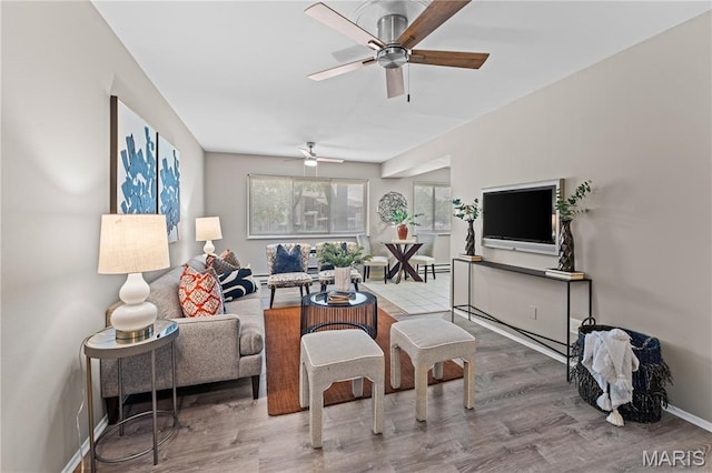 9003 Villaridge Ct Unit A, Affton, MO 63123 - living area with ceiling fan and wood finished floors