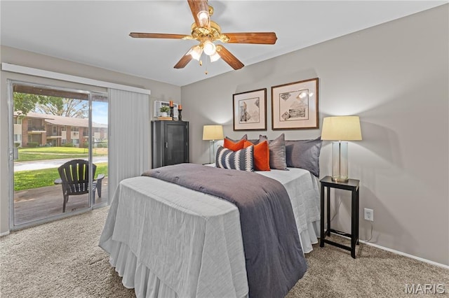 9003 Villaridge Ct Unit A, Affton, MO 63123 - carpeted bedroom with access to outside and a ceiling fan