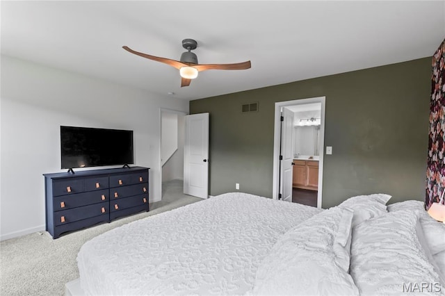 1549 Cascade Ln, Eureka, MO 63025 - bedroom featuring carpet, a ceiling fan, and ensuite bathroom