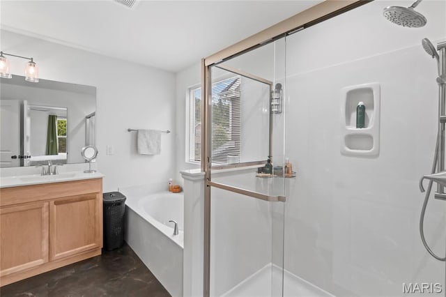 1549 Cascade Ln, Eureka, MO 63025 - bathroom with a stall shower, vanity, and a bath