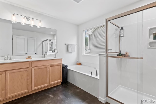 1549 Cascade Ln, Eureka, MO 63025 - bathroom with a shower stall, a bath, and double vanity