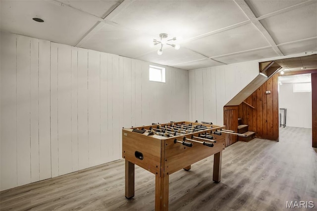 7041 Plainview Ave, Saint Louis, MO 63109 - recreation room featuring wood finished floors and wooden walls