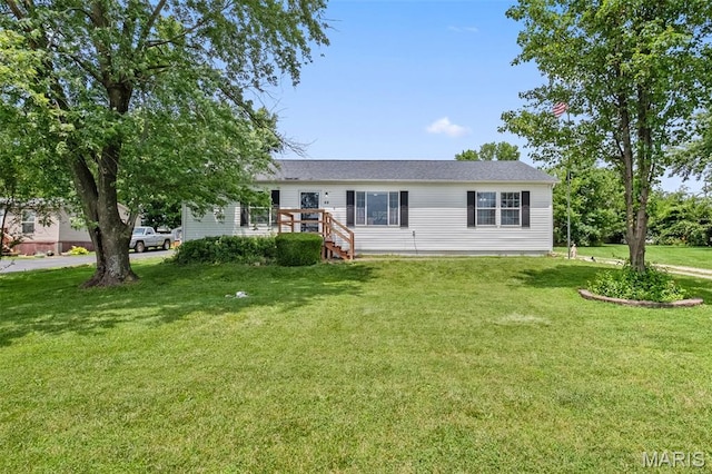 44 Viola Dr, Wright City, MO 63390 - view of front of house featuring a front lawn and a wooden deck