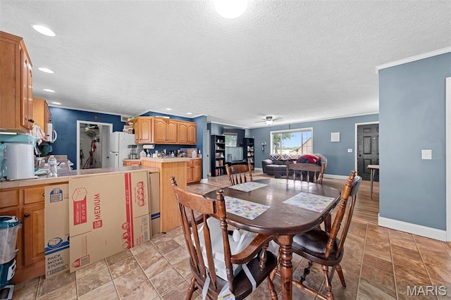 44 Viola Dr, Wright City, MO 63390 - dining area featuring a textured ceiling, ceiling fan, and recessed lighting