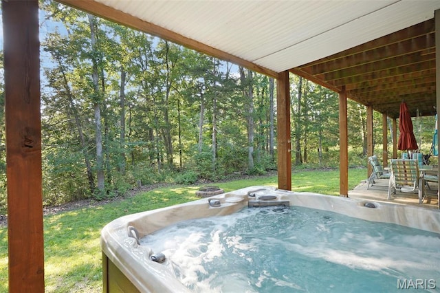 877 Red Fox Dr, Innsbrook, MO 63390 - view of patio featuring a hot tub