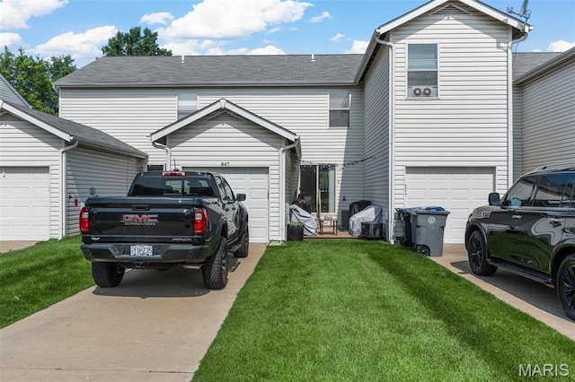 847 Boardwalk Springs Pl, Ofallon, MO 63368 - view of front of home featuring concrete driveway, a garage, a front lawn, and roof with shingles