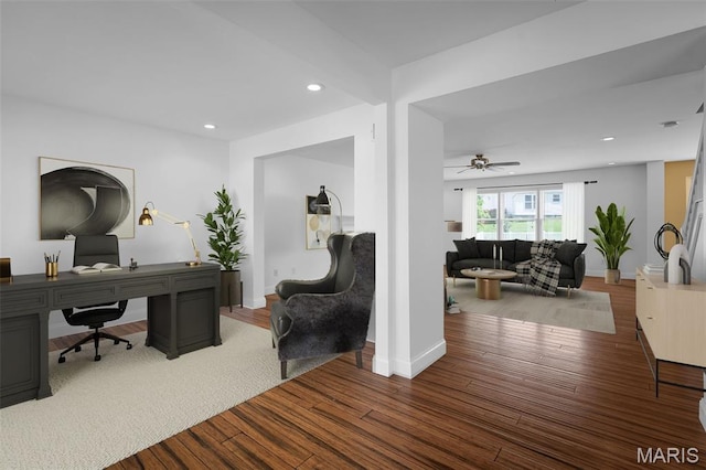 8 Dugout Ct, Ofallon, MO 63366 - office featuring wood finished floors, recessed lighting, and a ceiling fan