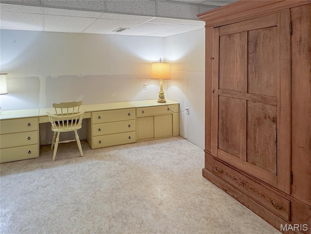 4423 Project Rd, Luebbering, MO 63061 - unfurnished office with built in study area, a drop ceiling, and light carpet