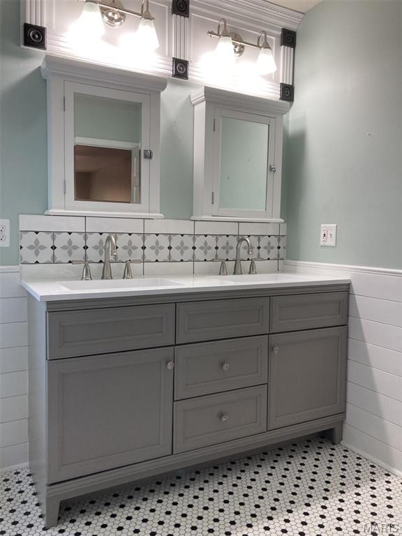 225 Country Crest Ln, Union, MO 63084 - bathroom with double vanity and wainscoting