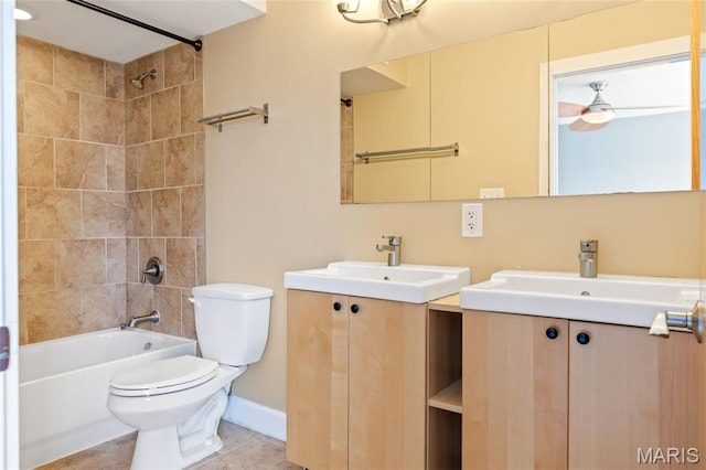 4220 Mcpherson Ave Unit 303, Saint Louis, MO 63108 - full bathroom featuring two vanities, bathing tub / shower combination, and tile patterned flooring