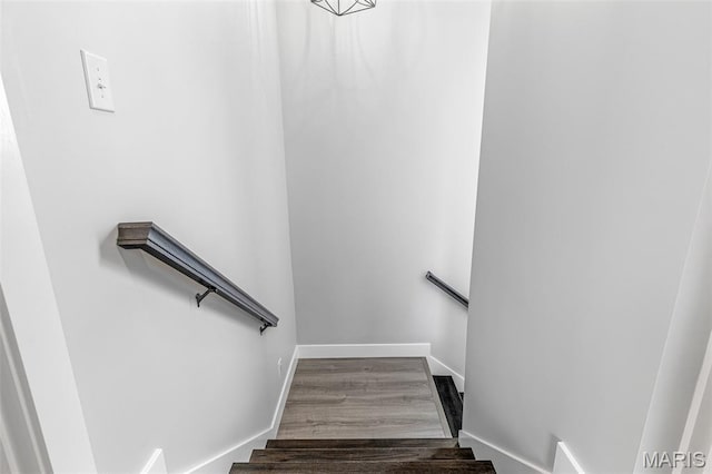 422 N 2nd St, De Soto, MO 63020 - stairway with baseboards and wood finished floors