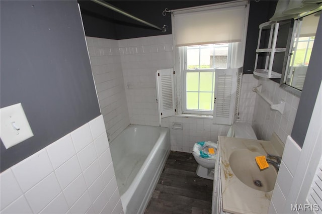205 Deguire, Fredericktown, MO 63645 - full bath featuring tile walls, vanity, and wood finished floors