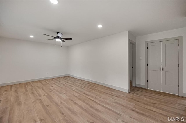 10293 Strange Rd, Potosi, MO 63664 - unfurnished room featuring ceiling fan, recessed lighting, and light wood-style floors