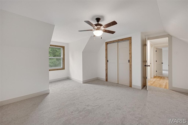 10293 Strange Rd, Potosi, MO 63664 - additional living space with carpet, vaulted ceiling, and a ceiling fan