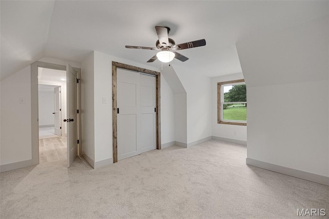 10293 Strange Rd, Potosi, MO 63664 - additional living space with vaulted ceiling, carpet, and ceiling fan