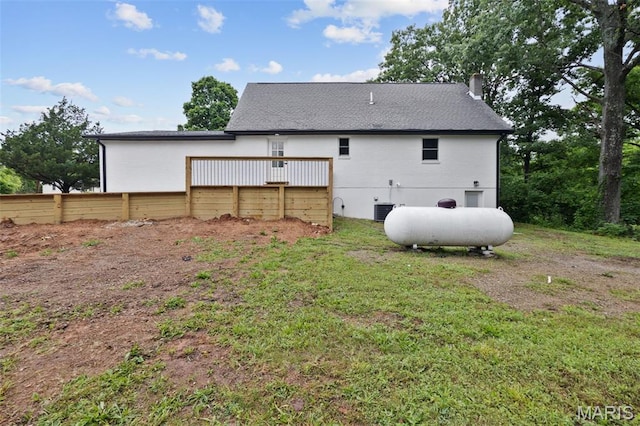 10293 Strange Rd, Potosi, MO 63664 - rear view of property with a deck, a chimney, and a shingled roof