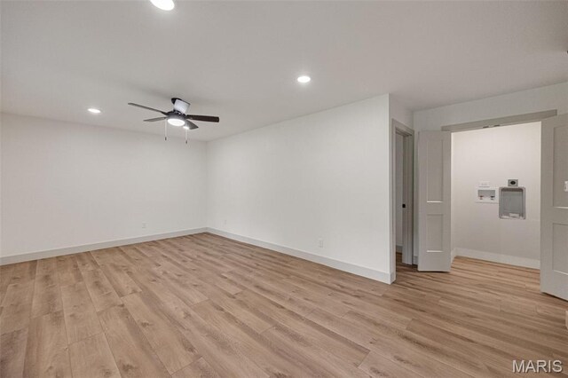 10293 Strange Rd, Potosi, MO 63664 - empty room featuring ceiling fan, light wood finished floors, and recessed lighting