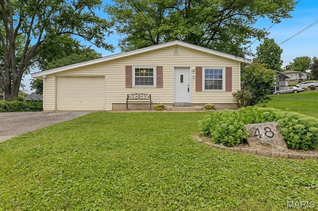 48 Marie Dr, Saint Charles, MO 63301 - single story home with a front yard, driveway, and a garage