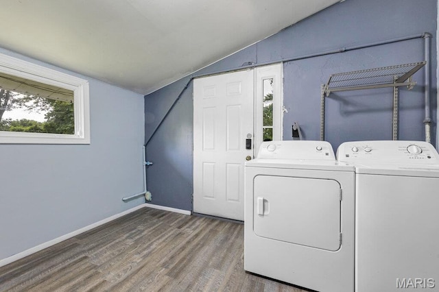 48 Marie Dr, Saint Charles, MO 63301 - laundry room featuring washing machine and clothes dryer and wood finished floors