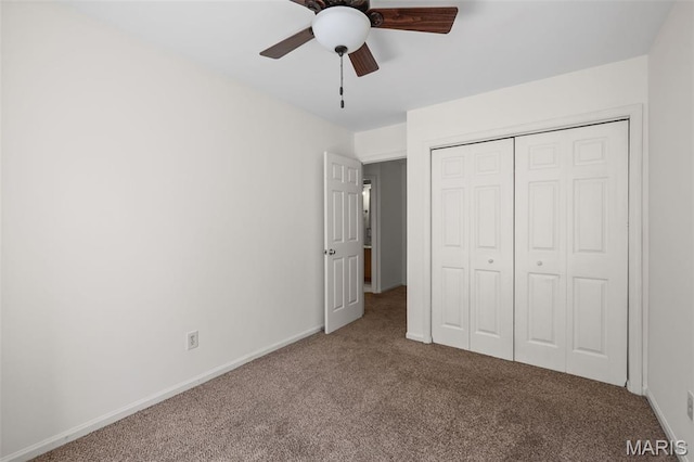 1302 S 10th, Saint Louis, MO 63104 - unfurnished bedroom with carpet, a closet, and ceiling fan