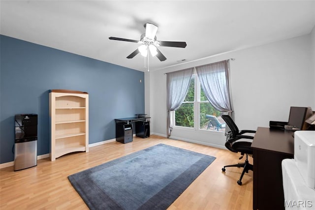 6 Wolverton Ct, Saint Charles, MO 63301 - home office featuring a ceiling fan and wood finished floors