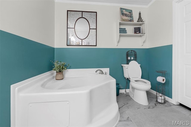 115 Bethel Branch Ct, Hawk Point, MO 63349 - bathroom with marble finish flooring, a garden tub, and ornamental molding