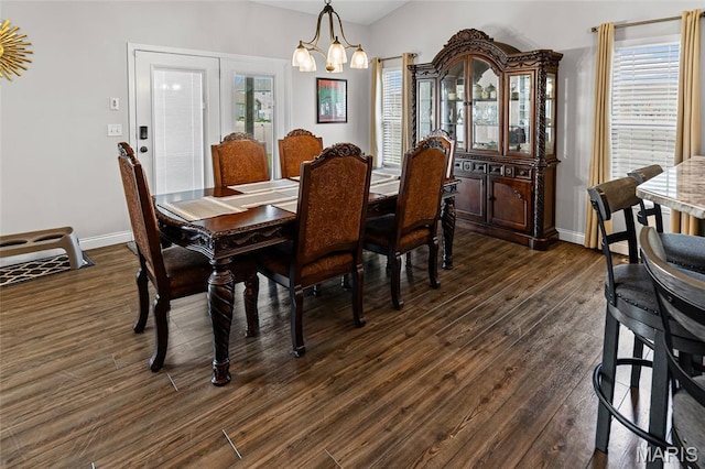 2626 Waldon Ln, Belleville, IL 62221 - dining room featuring dark wood-type flooring and a chandelier