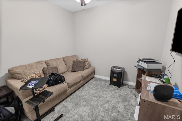 2626 Waldon Ln, Belleville, IL 62221 - living room featuring a ceiling fan and carpet floors