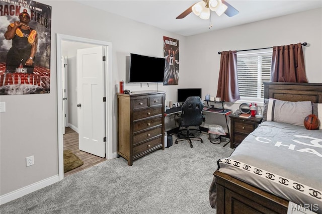 2626 Waldon Ln, Belleville, IL 62221 - bedroom with carpet, an office area, and a ceiling fan