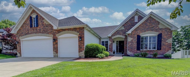 70 Boschert Creek Dr, Saint Peters, MO 63376 - view of front of property featuring brick siding, concrete driveway, a front lawn, and an attached garage