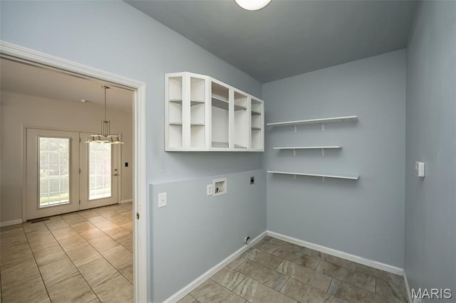 86 Homefield Square Ct, Ofallon, MO 63366 - washroom with hookup for an electric dryer, hookup for a washing machine, and a chandelier