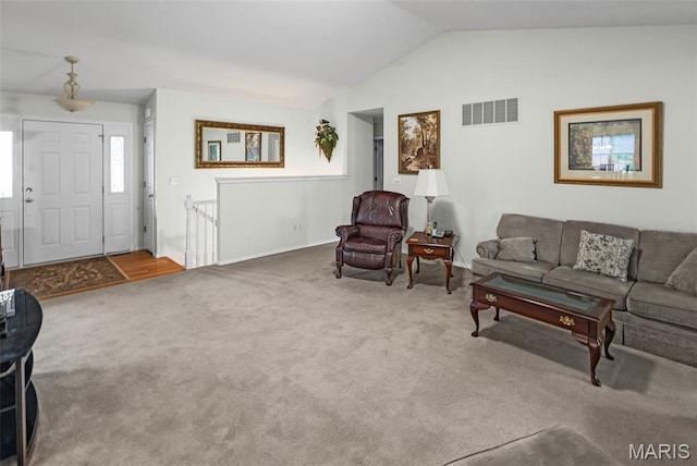 829 Clemson Ave, Fairview Heights, IL 62208 - living room featuring lofted ceiling and carpet floors