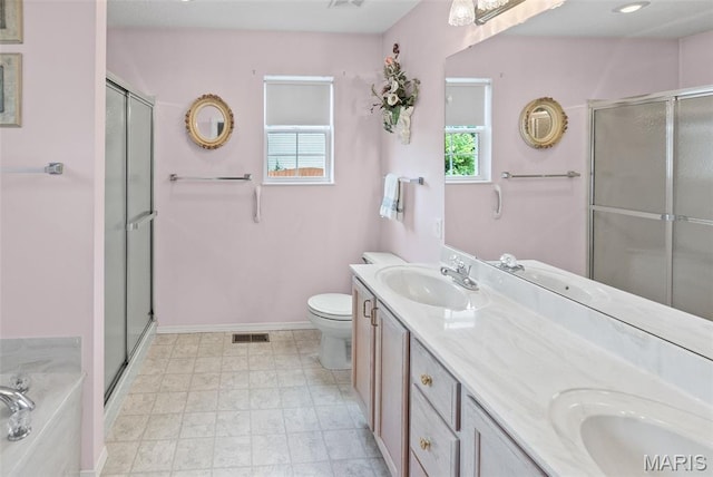 829 Clemson Ave, Fairview Heights, IL 62208 - bathroom with a shower stall, double vanity, and a bath