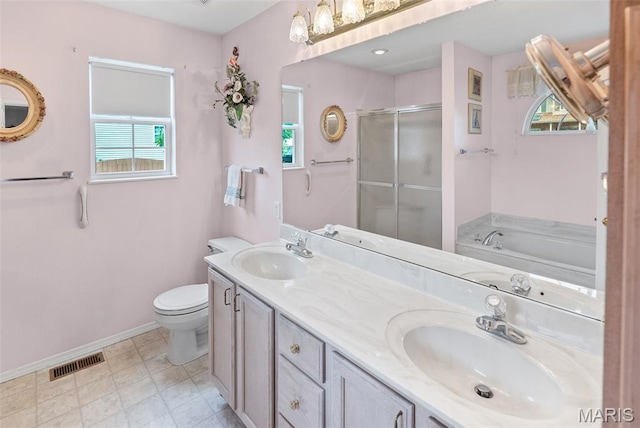 829 Clemson Ave, Fairview Heights, IL 62208 - full bath with a stall shower, a garden tub, and double vanity