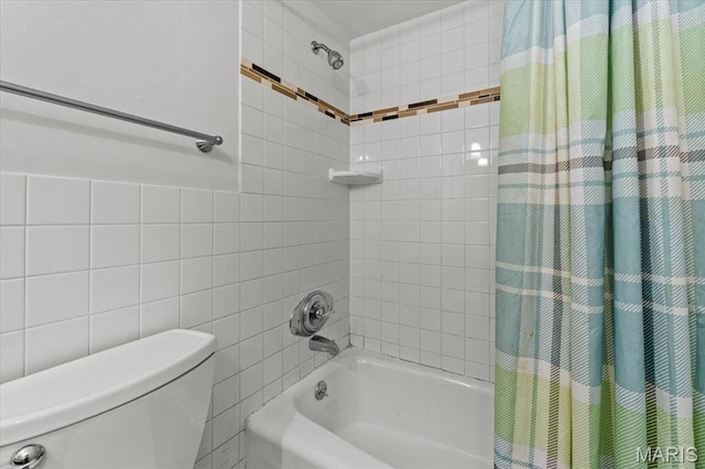 1745 Herault Pl Unit F, Saint Louis, MO 63125 - full bathroom featuring shower / bathtub combination with curtain and tile walls