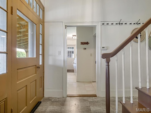 1767 Ames Rd, Prairie Du Rocher, IL 62277 - tiled entrance foyer with plenty of natural light and stairway