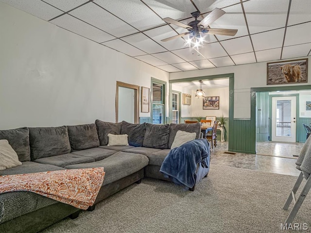 1767 Ames Rd, Prairie Du Rocher, IL 62277 - living room with a ceiling fan and a paneled ceiling